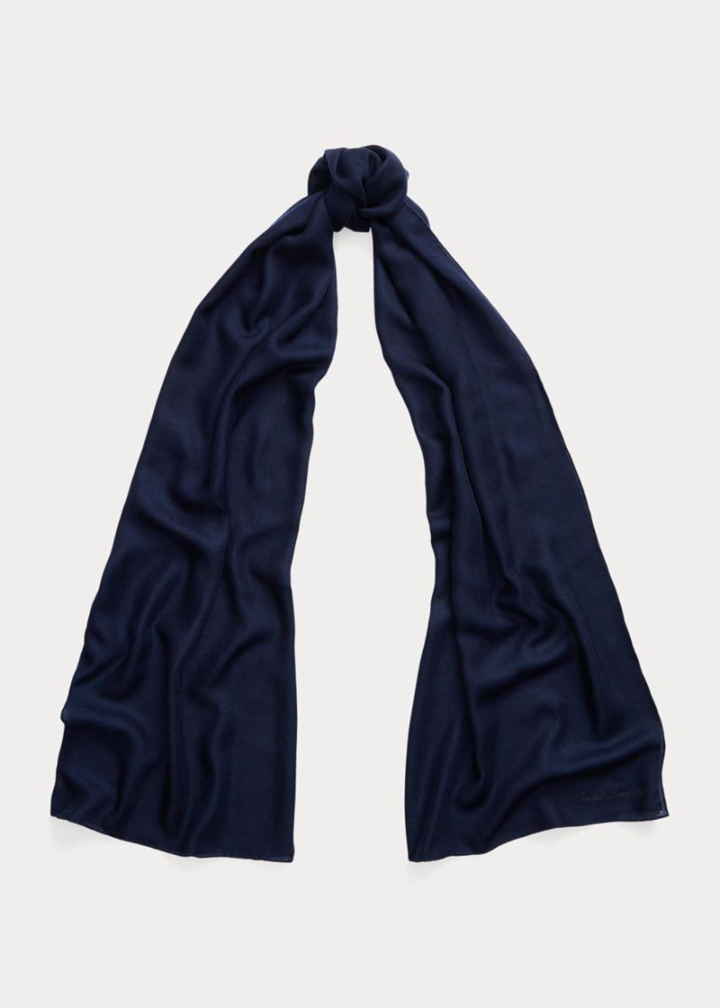 ラルフ ローレン スカーフ レディース ネイビー カシミヤ Pashmina WHVQJ1025